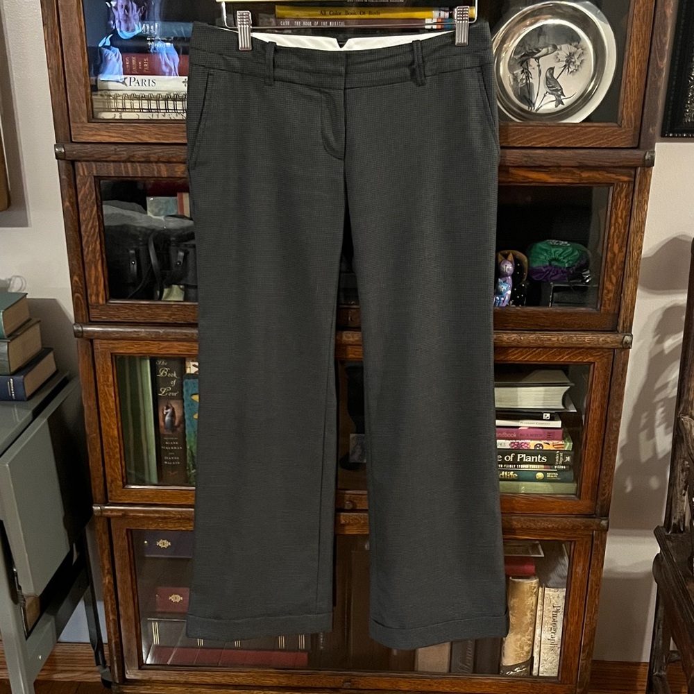 LOFT Marisa Charcoal Houndstooth Wide Leg Pants